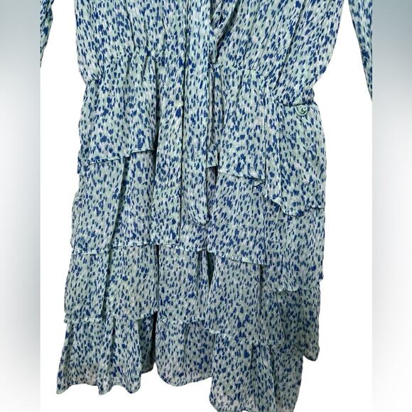 Zara Light Green Ruffled Flounces Pile Collar Floral Mini Dress Size XS - Picture 6 of 14